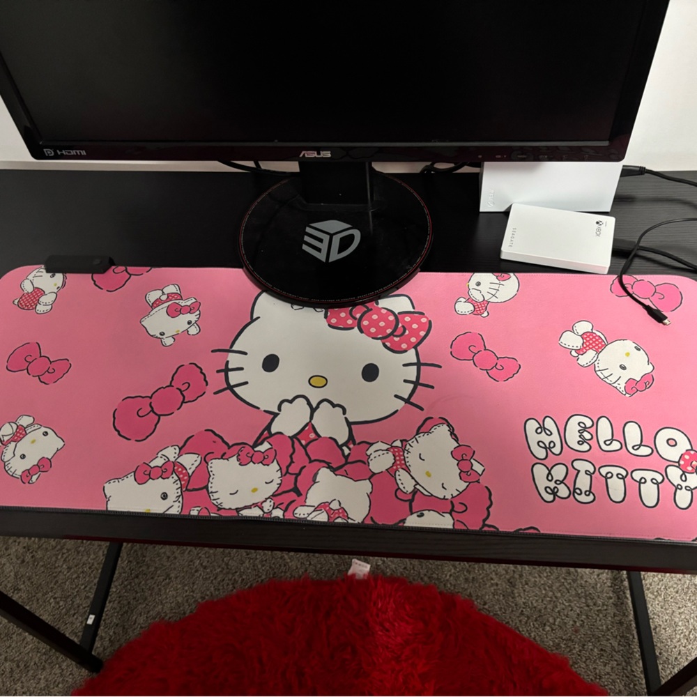 Hello Kitty Pink and White Character Desk Mat